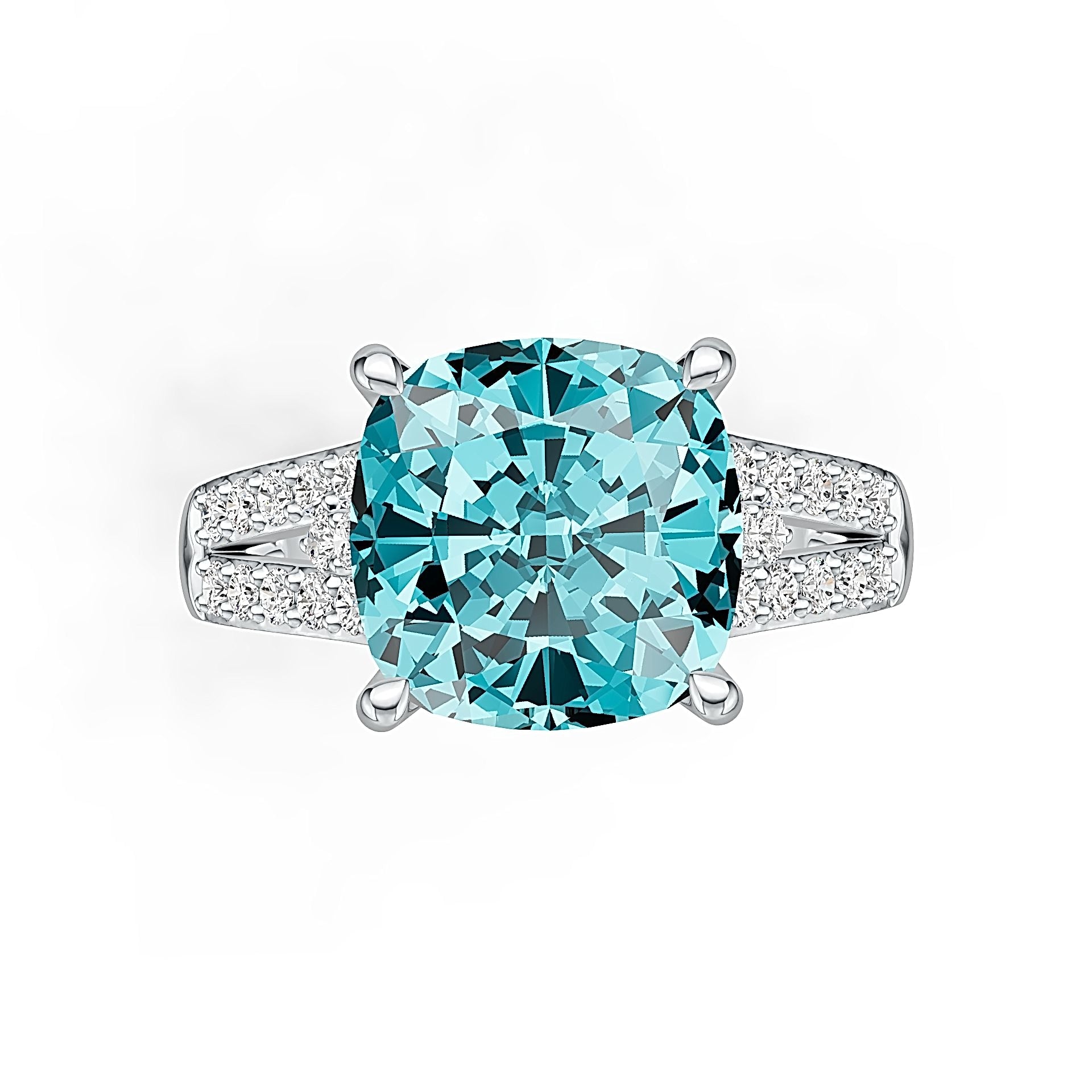 Sterling Silver Semi Mount Ring Setting Cushion CU 10X10mm Split Shank DHJ