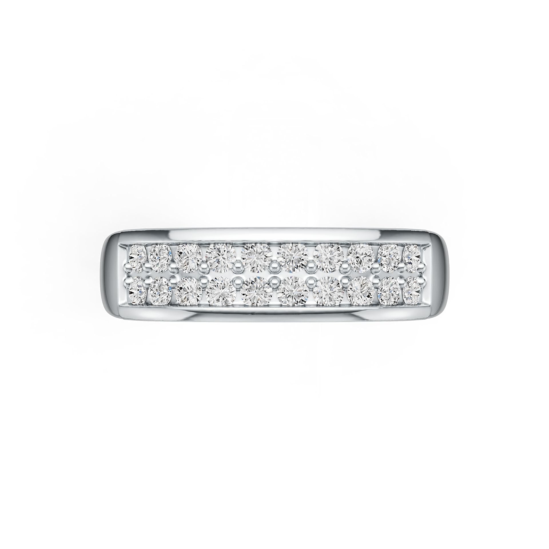 Sterling Silver Double-Row Wedding Band Ring with White Topaz or Moissanite Syzjewelry