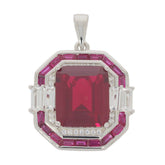 18K Gold Semi Mount Pendant Setting Emerald OCT 13x11mm 5x2.5mm Diamond Accent Syzjewelry