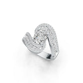 14K Gold Semi Mount Ring Setting Oval OV 9X7mm Bypass Ring with Diamond Accent DHJ