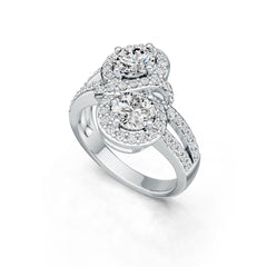 10K Gold Semi Mount Ring Setting Round RD 6X6mm Moissanite Accent DHJ