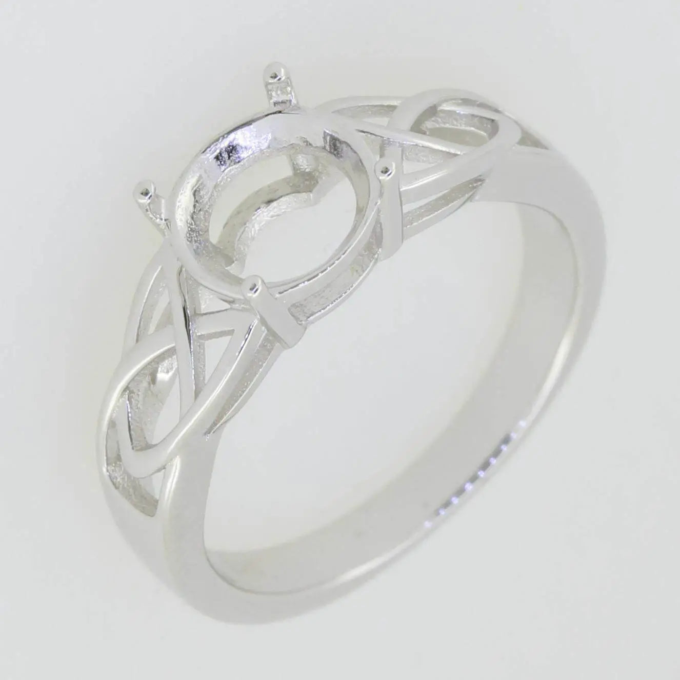 Platinum Semi Mount Ring Setting Round RD 8x8mm White Topaz DHJ