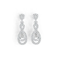 Platinum Semi Mount Earrings Setting Pear PE 4X3mm Infinity Teardrop Diamond Accent DHJ