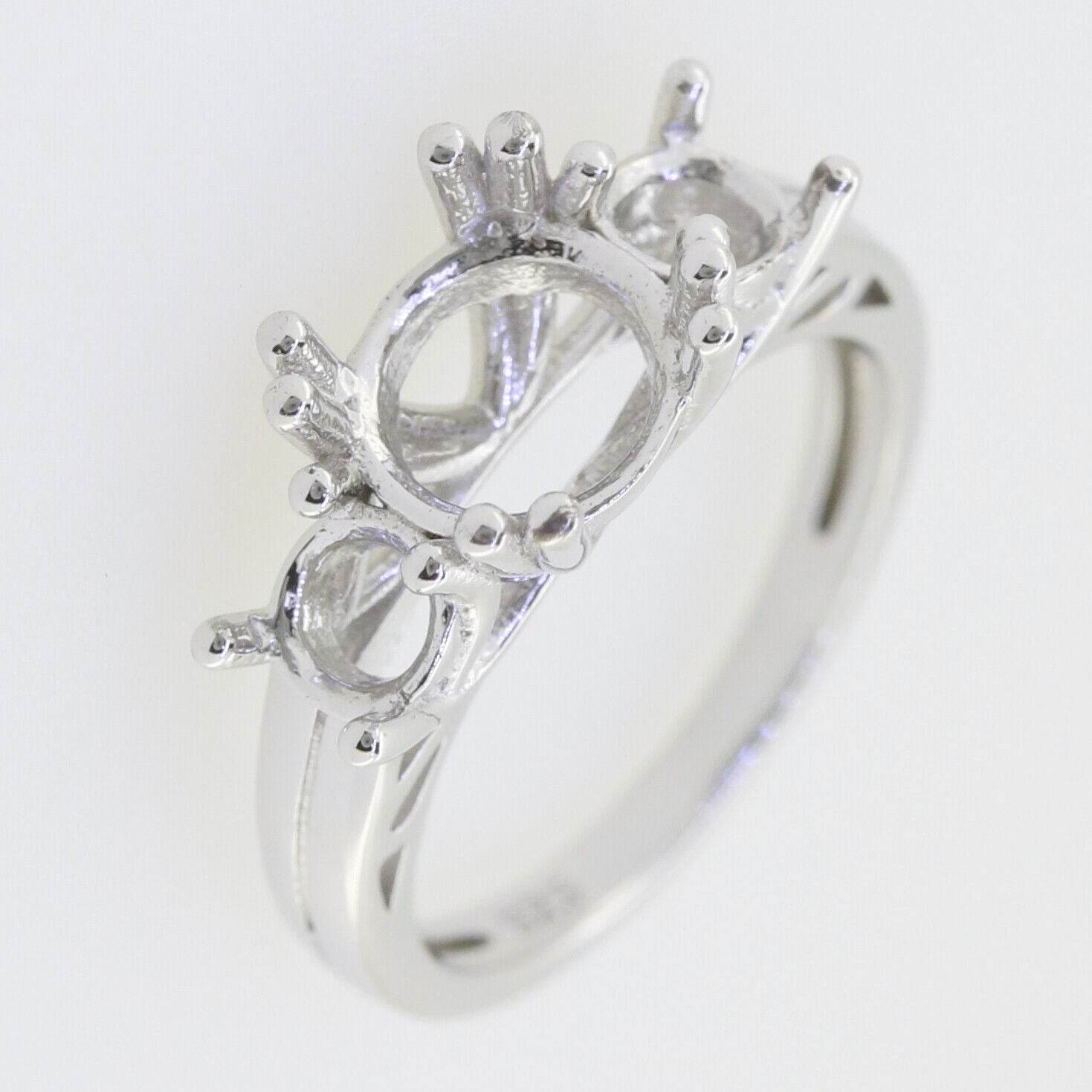 18K Gold Semi Mount Ring Setting Round RD 8x8mm 5x5mm 3 Stone Ring Syzjewelry