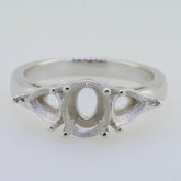 Platinum Semi Mount Ring Setting Oval OV 8x6mm PE 7x5mm 3 Stones Syzjewelry