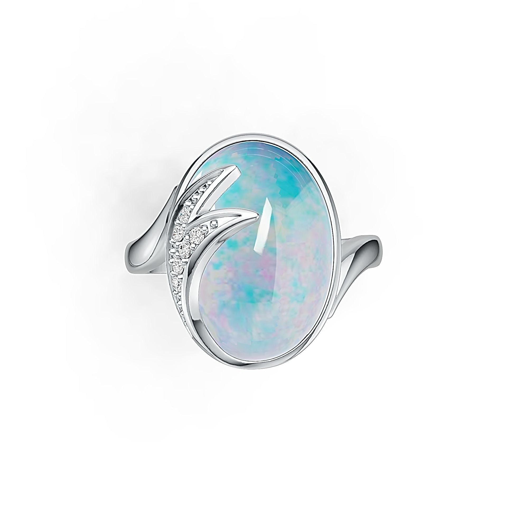 Sterling Silver Semi Mount Ring Setting Oval OV 18X13mm Art Nouveau Cabochon - Syzjewelry