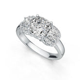 10K Gold Semi Mount Ring Setting Cushion CU 7.5X7.5mm CU 4X4mm Moissanite Accent DHJ