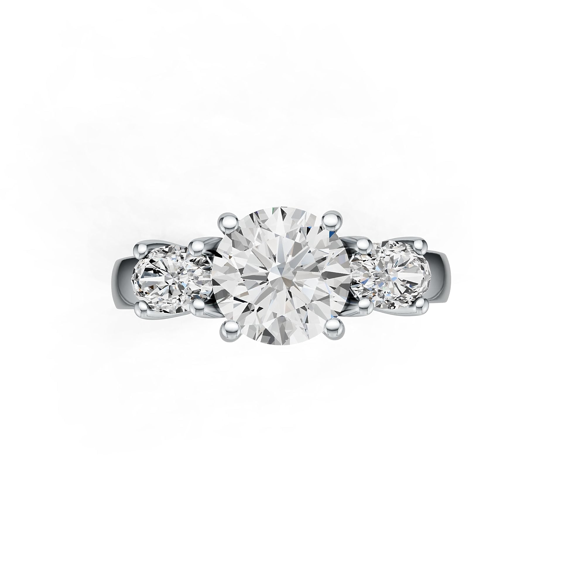 Sterling Silver Semi Mount Ring Setting Round RD 8x8mm OV 6x4mm 3-Stone Ring DHJ