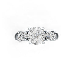 Sterling Silver Semi Mount Ring Setting Round RD 8x8mm OV 6x4mm 3-Stone Ring DHJ