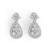 10K Gold Earrings Cluster Pear-Shaped with White Topaz or Moissanite Moissanite Accent DHJ
