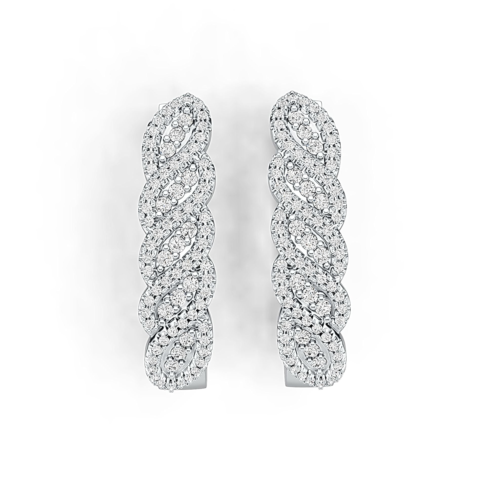 Sterling Silver Earrings Huggie Hoop with White Topaz or Moissanite DHJ