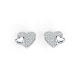 Sterling Silver Earrings Love Heart Theme with White Topaz or Moissanite Syzjewelry