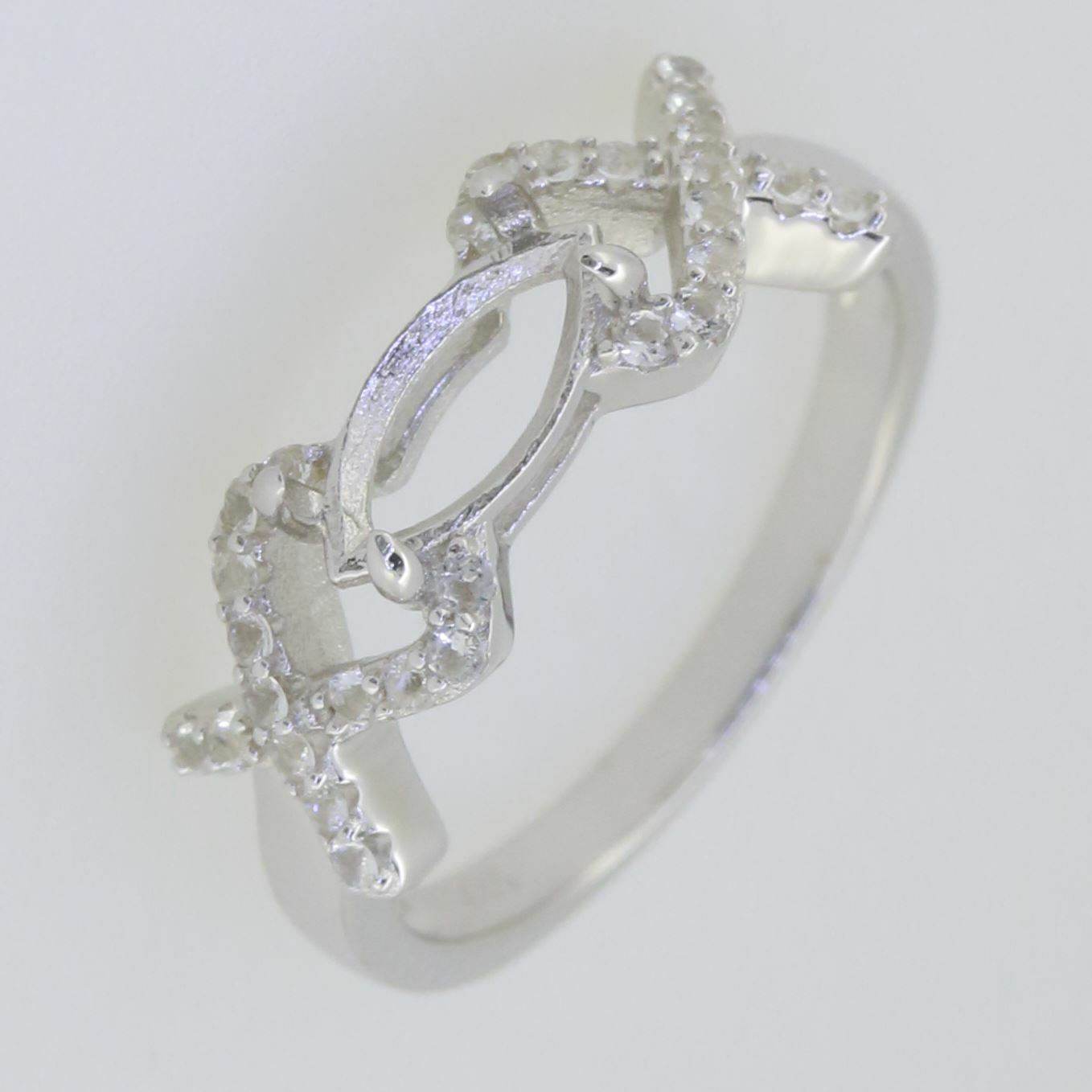 Platinum Semi Mount Ring Setting East West Marquise MQ 10X5mm Diamond Accent Syzjewelry