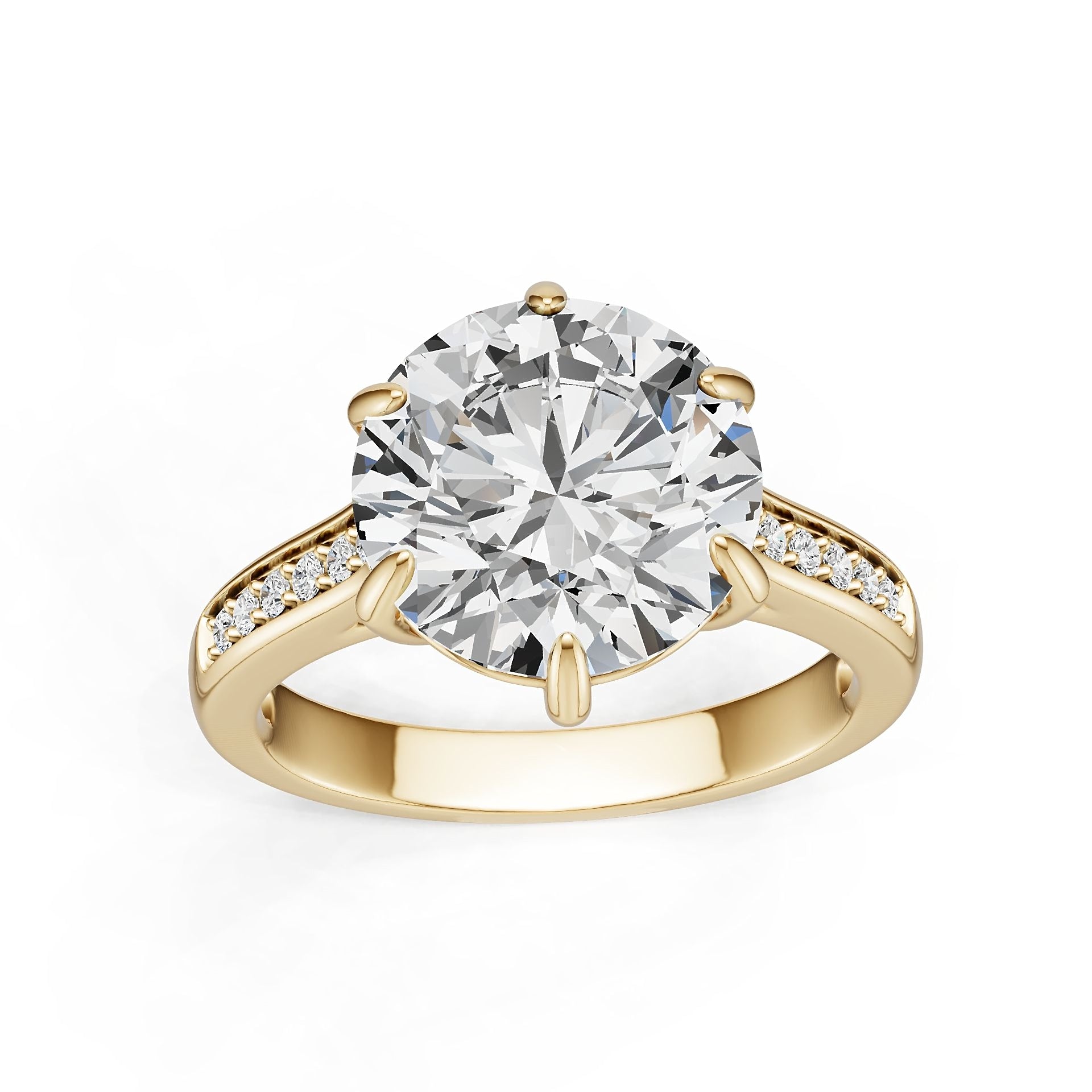 10K Gold Semi Mount Ring Setting Round Ro 11x11mm Moissanite Accent Syz Jewelry