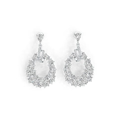 18K Gold Semi Mount Earrings Setting Pear PE 6x4mm OV 5x3mm OV 4x3mm Diamond Accent DHJ