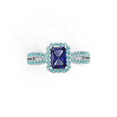 Sterling Silver Semi Mount Ring Setting Emerald OCT 7X5MM Halo Split Shank DHJ