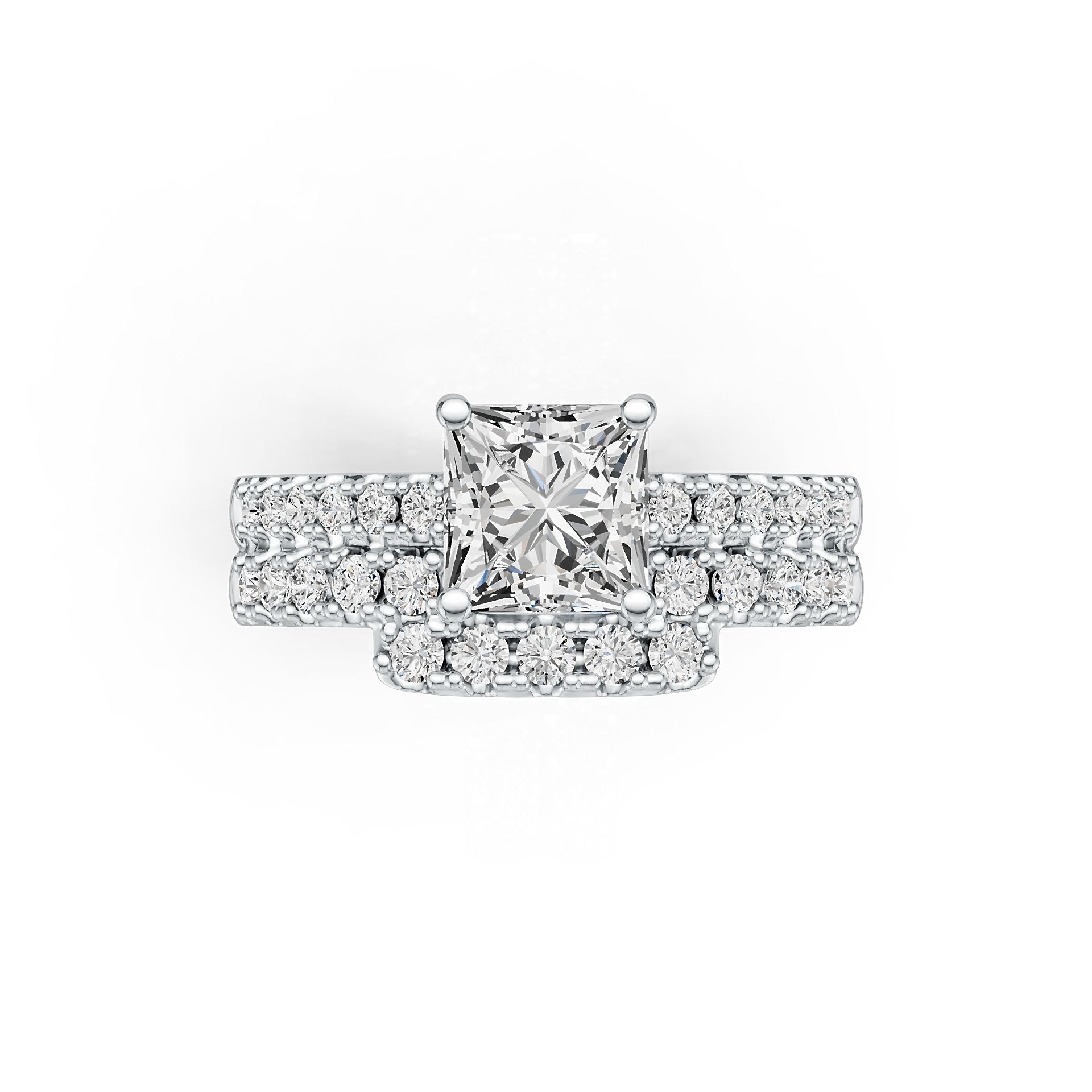 Sterling Silver Semi Mount Ring Setting Princess SQ 6x6mm with White Topaz DHJ