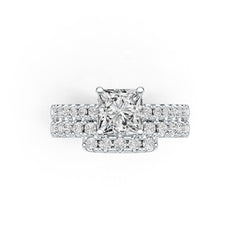 Sterling Silver Semi Mount Ring Setting Princess SQ 6x6mm with White Topaz DHJ