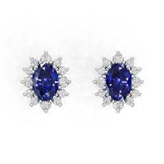 18K Gold Semi Mount Earrings Setting Oval Ov 7x5mm Diamond Accent Syz Jewelry