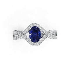 Sterling Silver Semi Mount Ring Setting Oval OV 7X5mm with White Topaz Syzjewelry