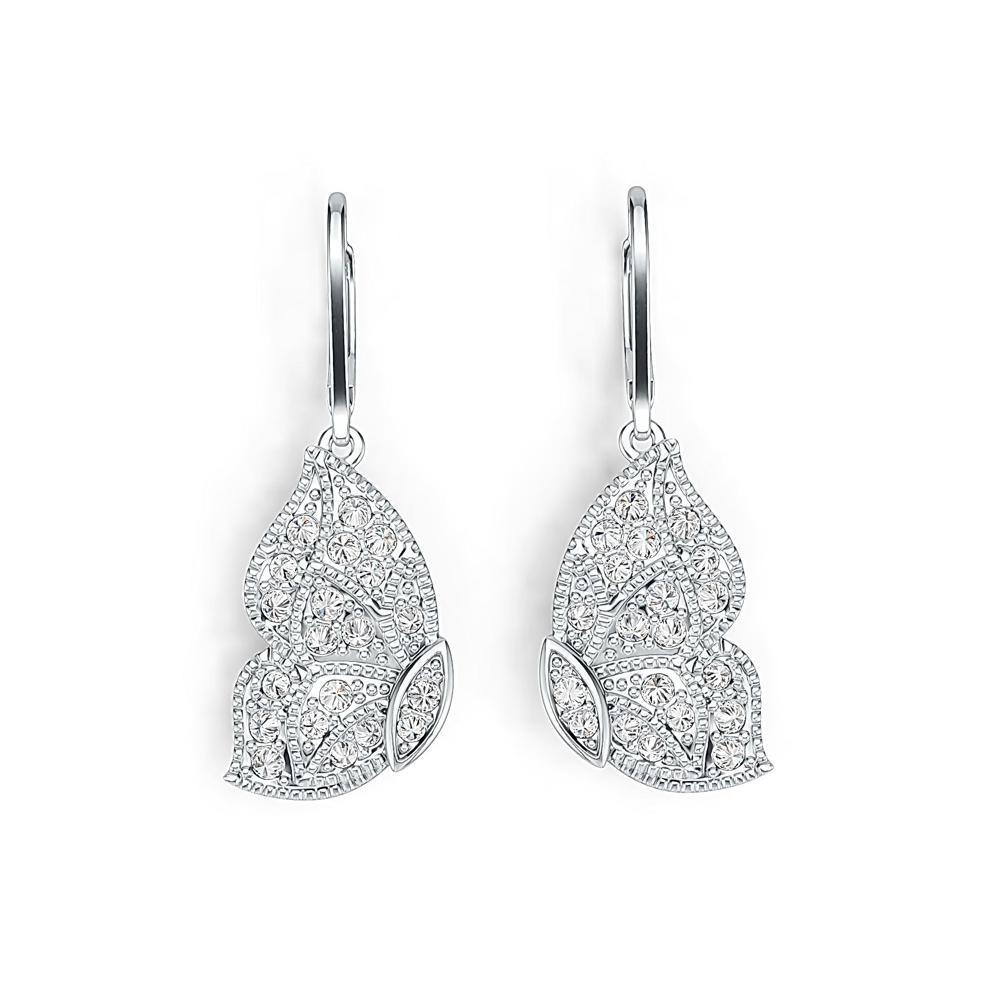 18K Gold Earrings Butterfly Wings Theme with or Moissanite Diamond Accent DHJ