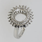 14K Gold Semi Mount Ring Setting Round RD 10x10mm Double Halo Diamond Accent DHJ