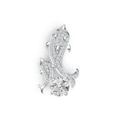 14K Gold Semi Mount Pendant Setting Round RD 8x8mm Dolphin Theme Diamond Accent DHJ