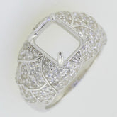 Yellow Gold Plated18K Gold Semi Mount Ring Setting OCT 10x8mm Diamond Accent Syzjewelry