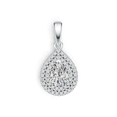 Sterling Silver Semi Mount Pendant Setting PE 7x5mm Halo with White Topaz Syzjewelry