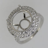 18K Gold Semi Mount Ring Setting Round RD 13x13mm Double Halo Diamond Accent Syzjewelry
