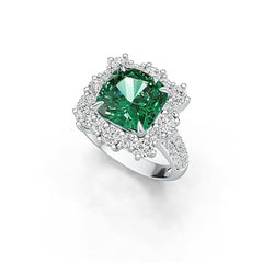 18K Gold Semi Mount Ring Setting Cushion CU 10x10mm Halo Diamond Accent Syzjewelry