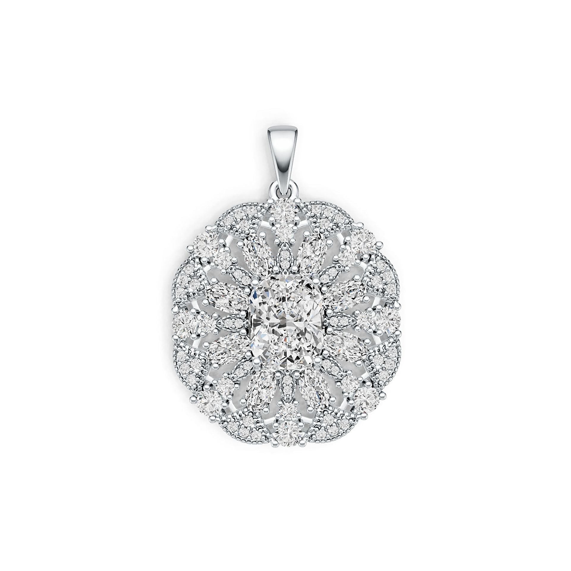Sterling Silver Semi Mount Pendant Setting Cushion CU 10X8mm DHJ