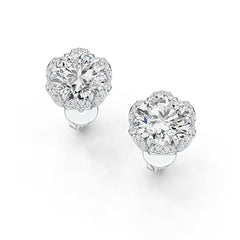 10K Gold Semi Mount Earrings Setting Round RD 8x8mm Moissanite Accent DHJ