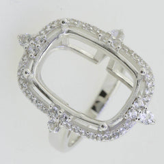 10K Gold Semi Mount Ring Setting Cushion CU 18X13mm Halo Cocktail Ring Moissanite Accent Syzjewelry