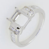 18K Gold Semi Mount Ring Setting Emerald OCT 9X7mm Cabochon Diamond Accent DHJ