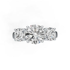 Sterling Silver Semi Mount Ring Setting RD 8.4mm RD 5.9mm 3 Stone Ring Syzjewelry