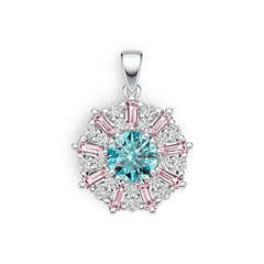 18K Gold Semi Mount Pendant Setting Round RD 7x7mm with White Topaz Diamond Accent DHJ