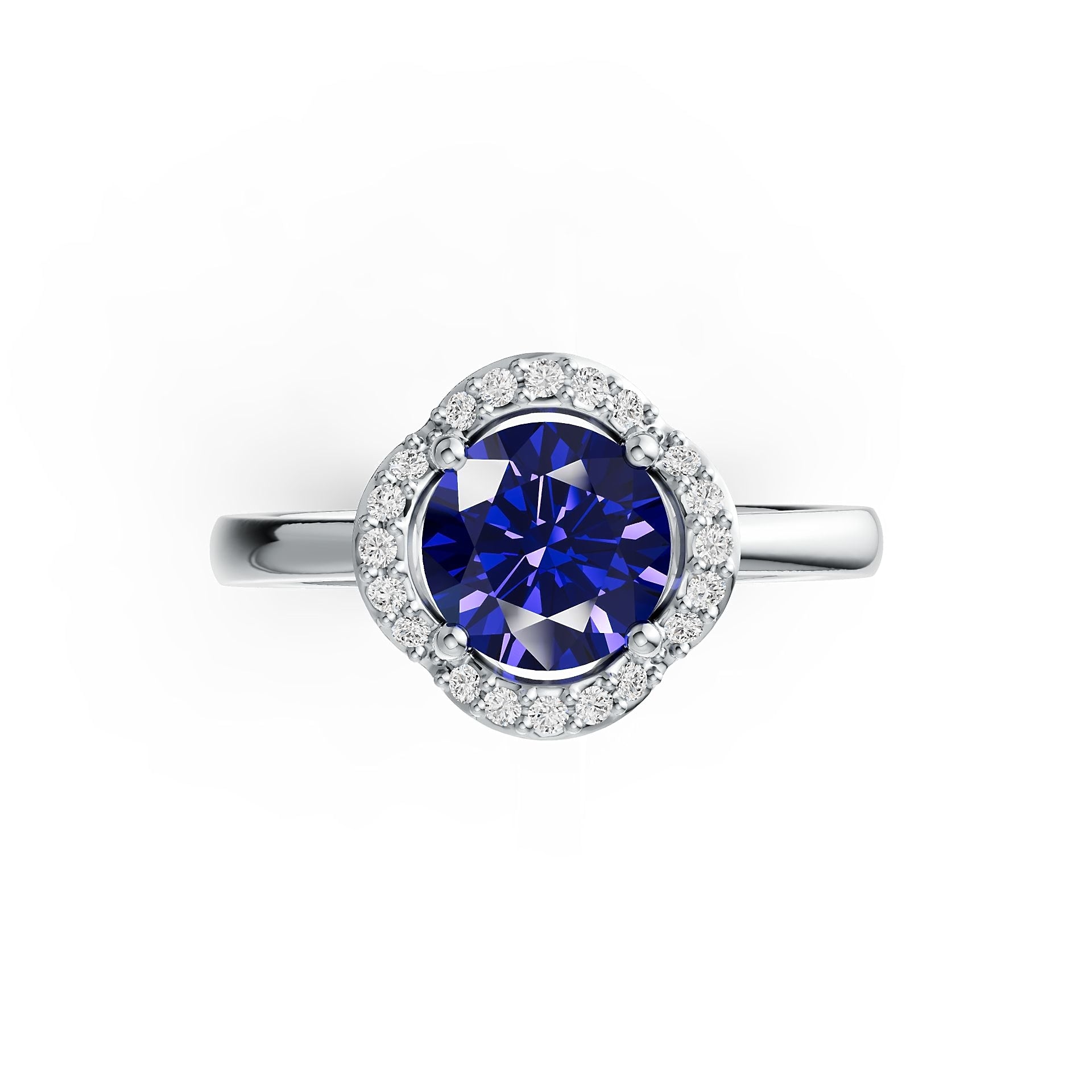 Sterling Silver Semi Mount Ring Setting Round 7X7mm Halo Syzjewelry