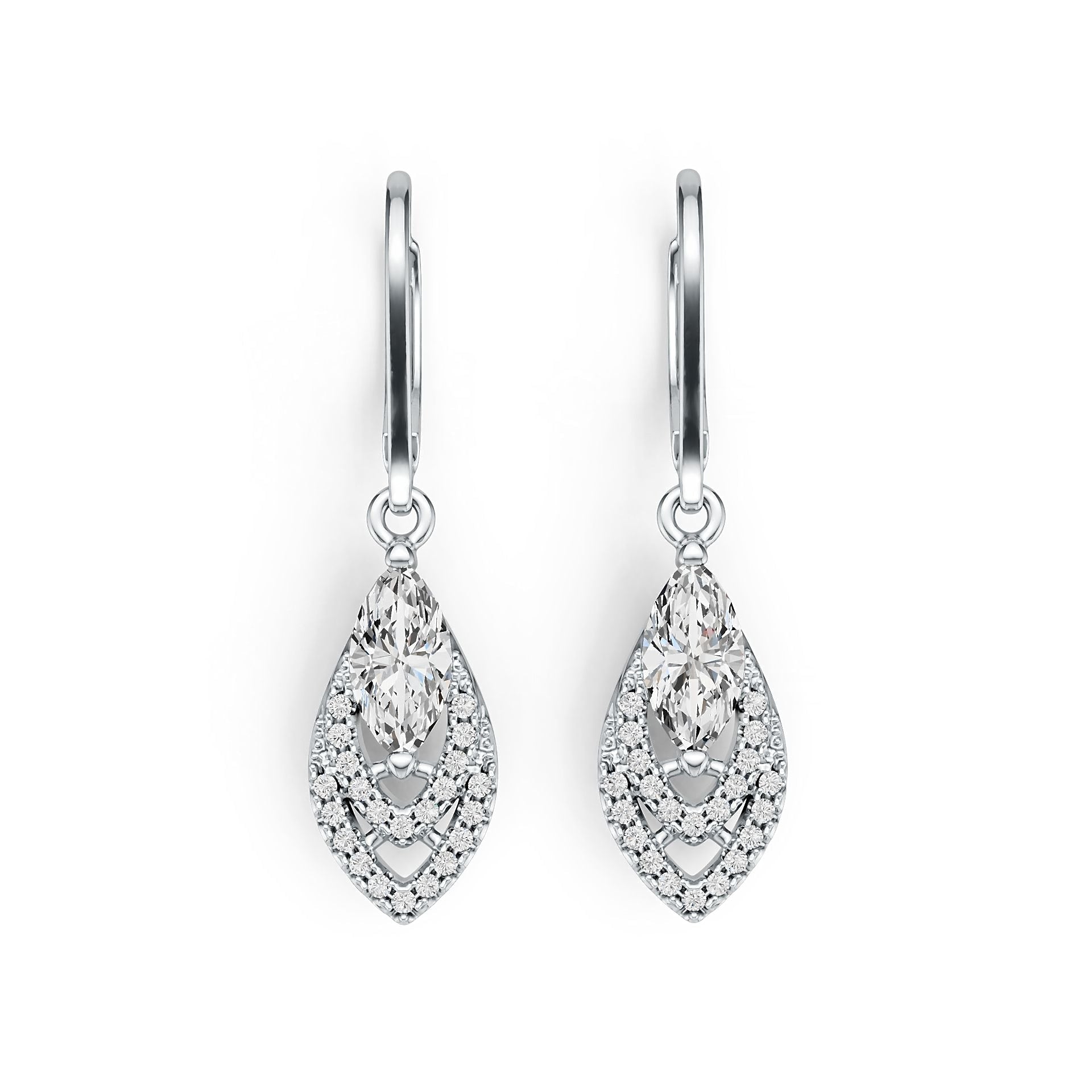 10K Gold Semi Mount Earrings Setting Marquise MQ 8X4mm Moissanite Accent DHJ