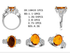18K Gold Semi Mount Ring Setting Oval OV 14X10mm Diamond Accent DHJ