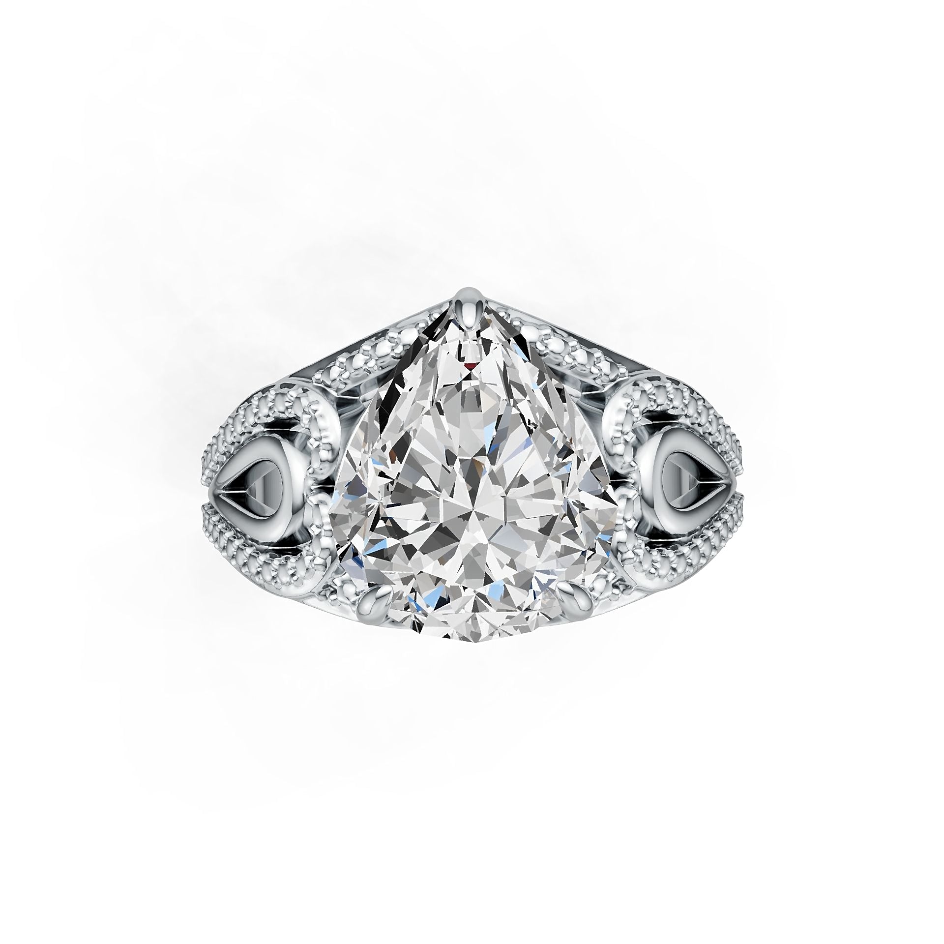 Sterling Silver Semi Mount Ring Setting Pear PE 12X10mm DHJ