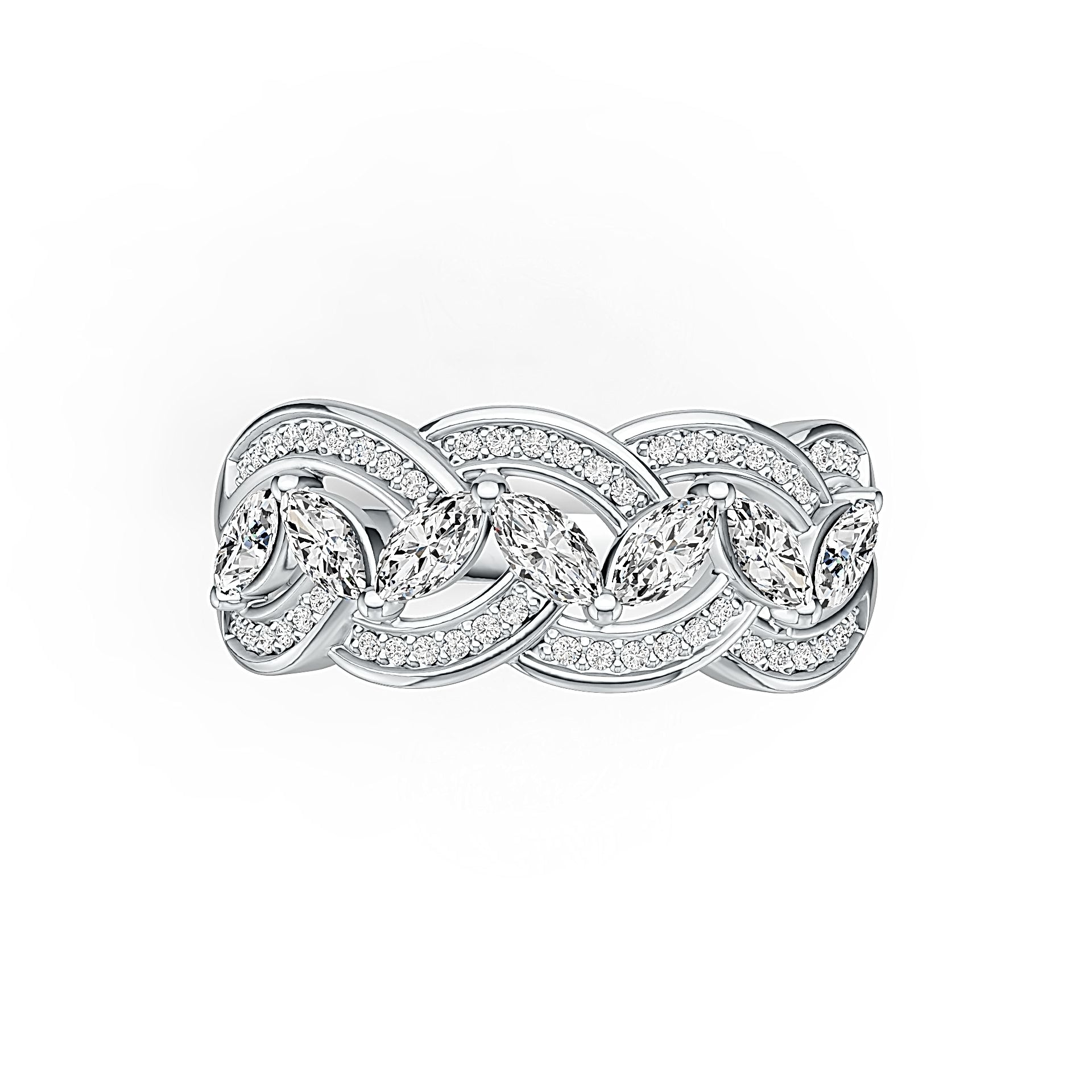 Sterling Silver Ring Braided Stackable Theme in White Topaz or Moissanite DHJ