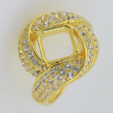 10K Gold Semi Mount Ring Setting Princess SQ 8X8mm White Topaz Moissanite Accent DHJ