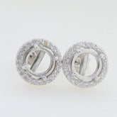 14K Gold Semi Mount Earrings Setting Round RD 6x6mm Halo Stud Cab Diamond Accent Syzjewelry