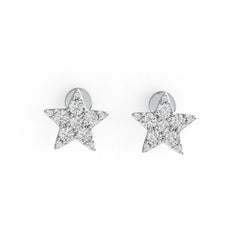 Sterling Silver Earrings Star Theme with White Topaz or Moissanite Stud DHJ