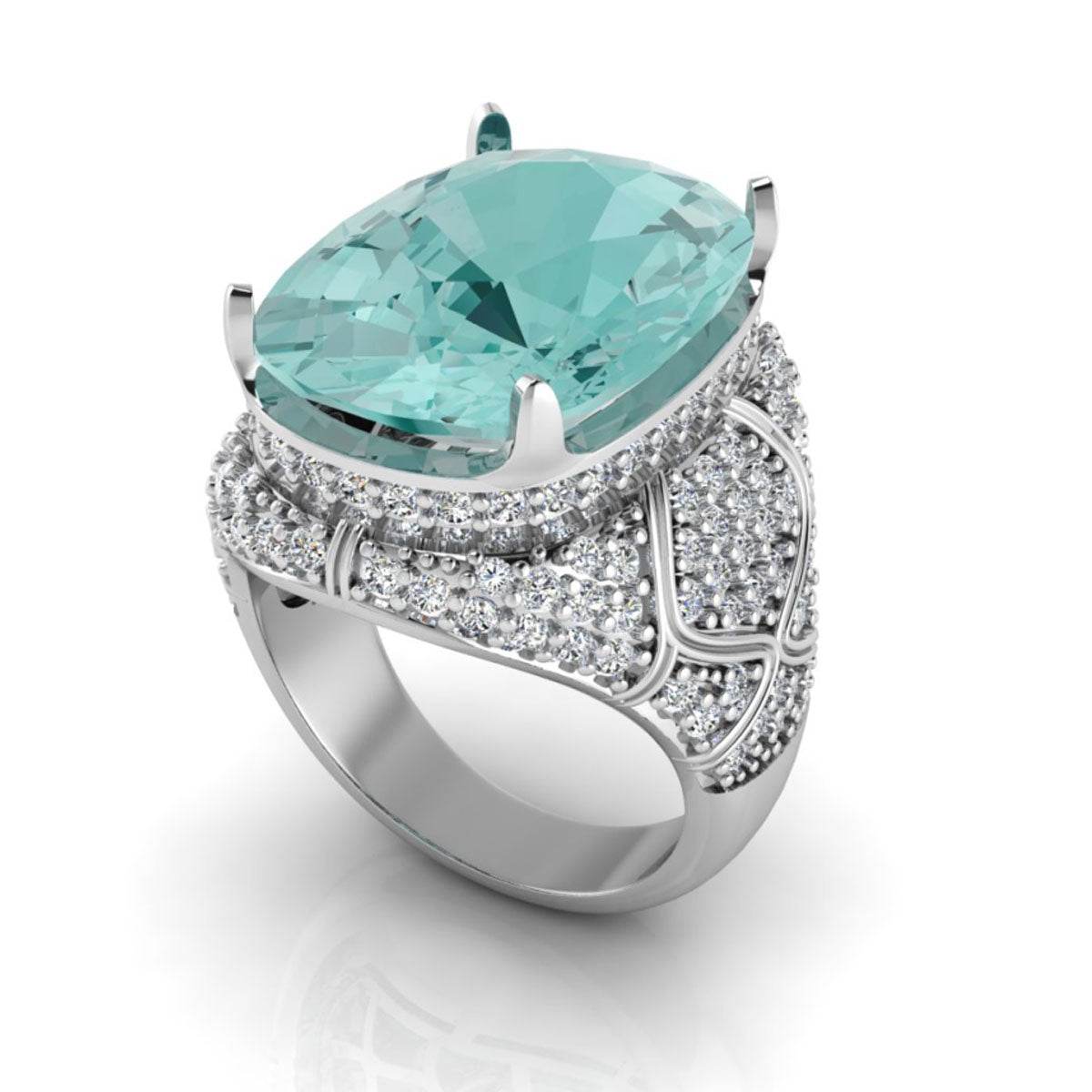 10K Gold Semi Mount Ring Setting Cushion CU 18X13mm Cocktail Ring Moissanite Accent DHJ