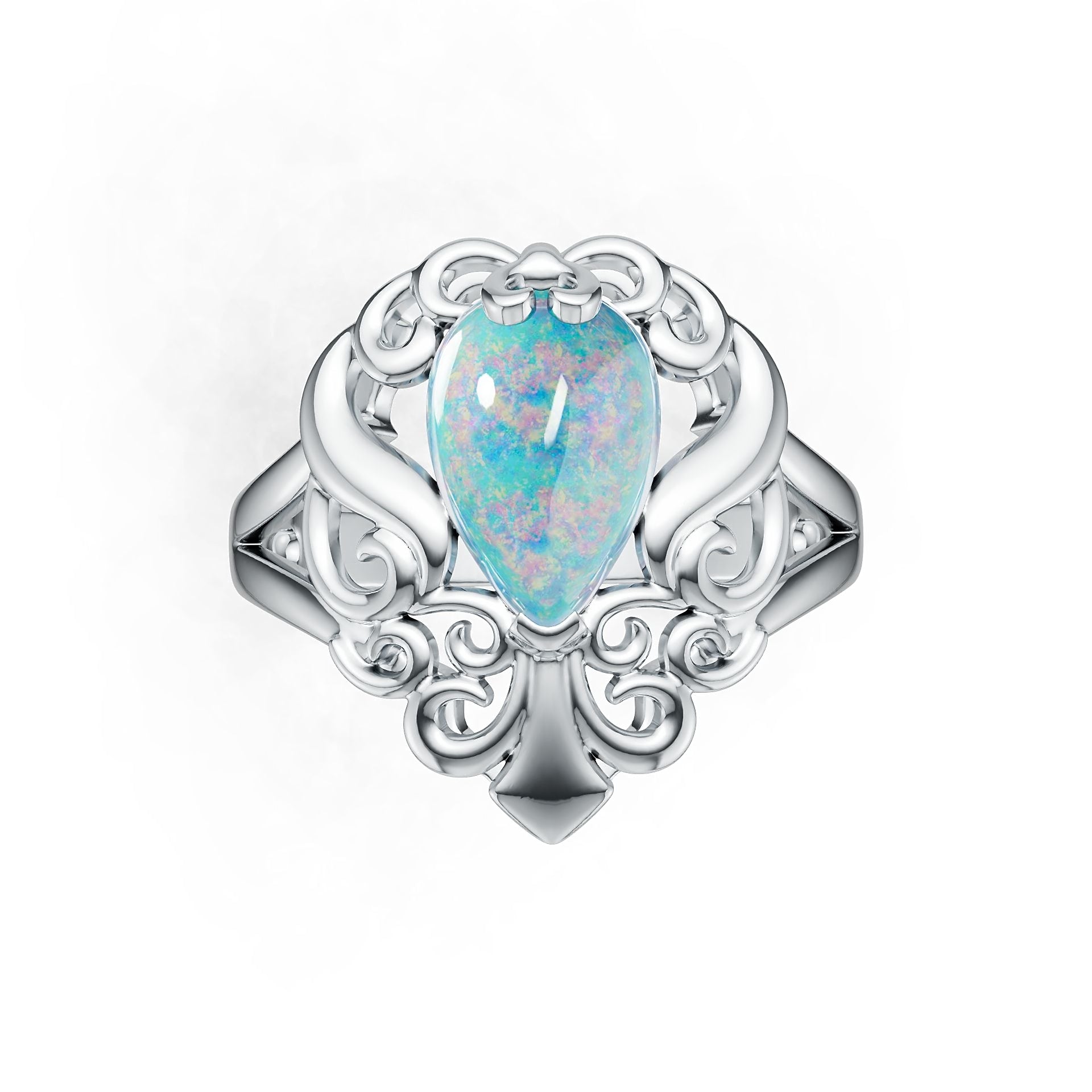 Sterling Silver Semi Mount Ring Setting Pear PE 12X8mm Cabochon DHJ