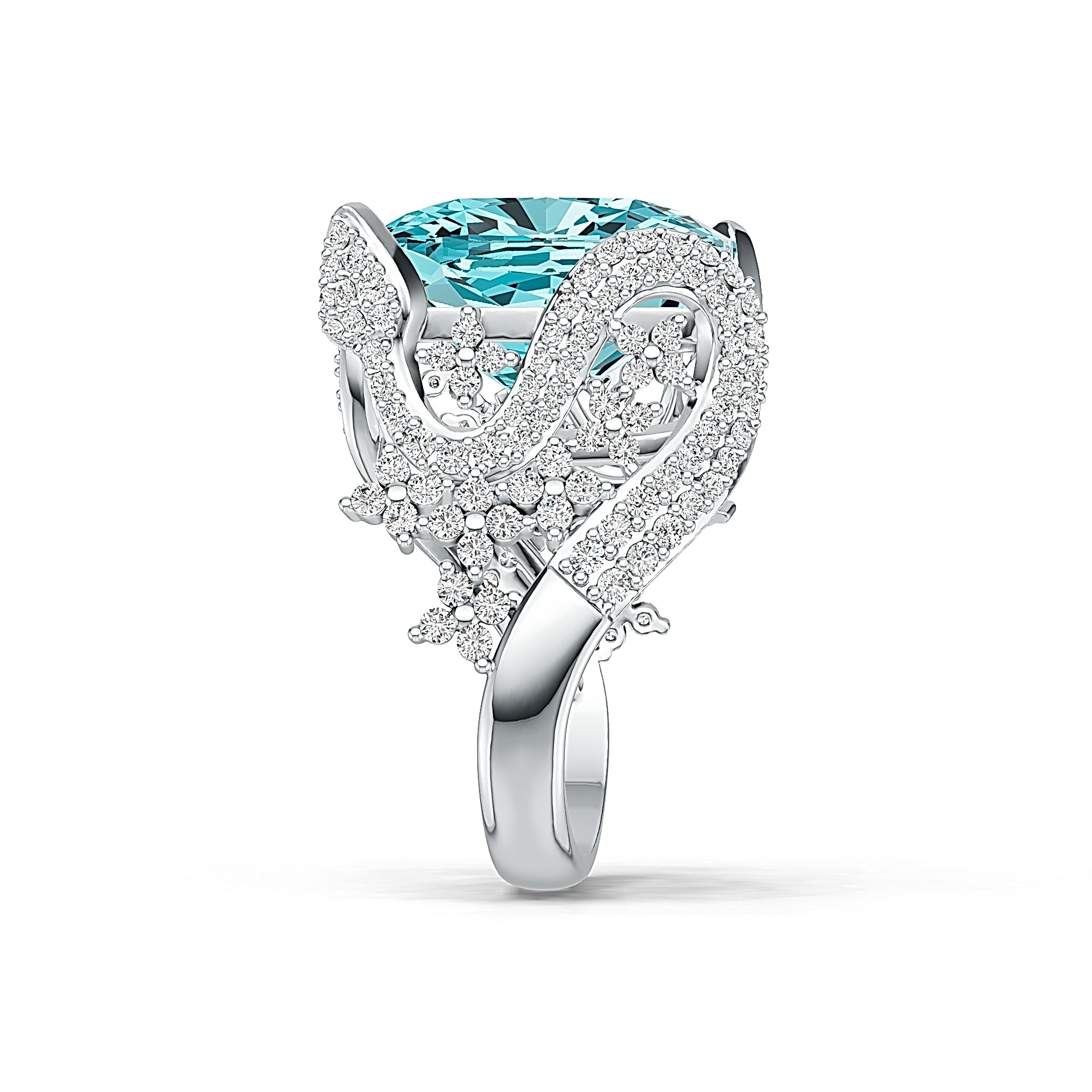 Sterling Silver Semi Mount Ring Setting Cushion CU 16X12mm Serpentine DHJ