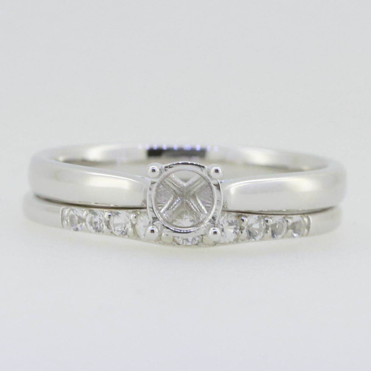 14K Gold Semi Mount Ring Setting Round RD 5x5mm Diamond Accent Syzjewelry