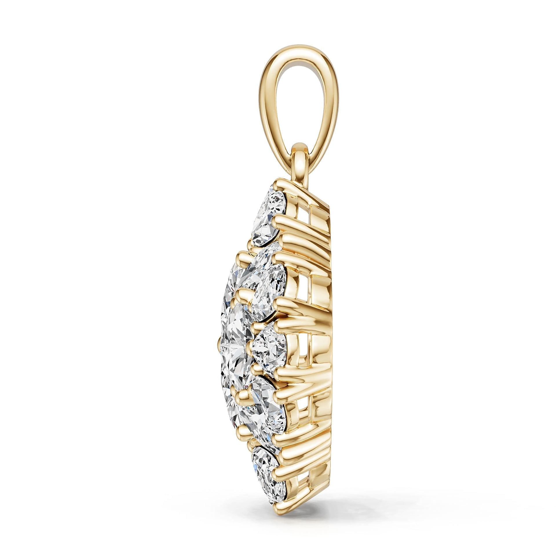 18K Gold Semi Mount Pendant Setting Trillion Tr 5x5mm Diamond Accent Syz Jewelry